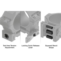 Anelli per ottica UTG ACCU-SYNC® Picatinny D.30 Quick Release Low Profile