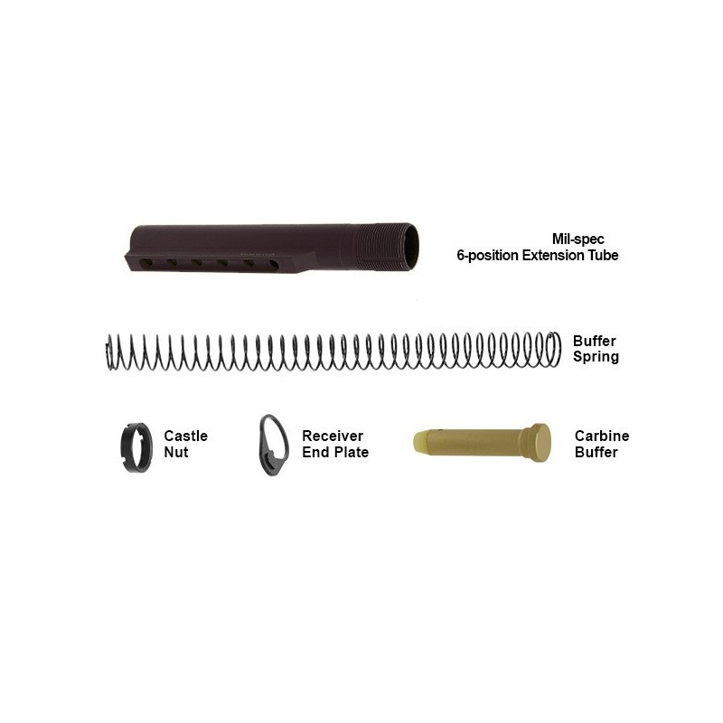 Tubo per AR15 MIL SPEC con rivestimento Cerakote® a 6 posizioni e kit accessori