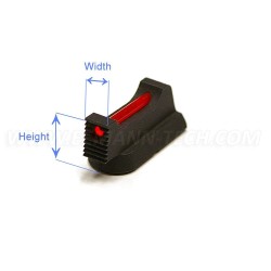 Mirino per CZ 75 / CZ SHADOW 2 Larghezza 2.7 con asta in fibra ottica