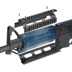UTG PRO AR15 Carbine-length Drop-in Quad Rail Handguard, Extended Top Rail