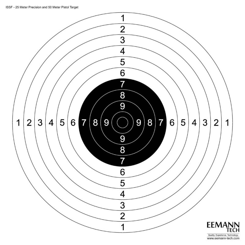 Bersaglio ISSF Pistola 25 e 50 m - 100 Pz